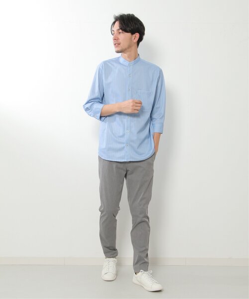 ikka（イッカ） シャツ 7分袖イージーケアバンドカラーシャツ メンズ