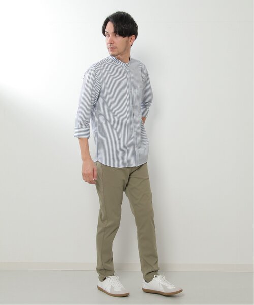 ikka シャツ 7分袖イージーケアバンドカラーシャツ メンズ