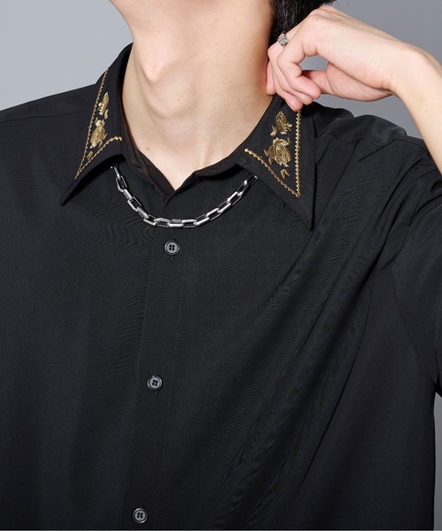 Ellno Loset（エルノロゼット） シャツ ローズ刺繍シャツ メンズ