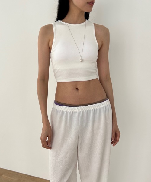 Didot.showroom タンクトップ ノースリーブ クロップドアメスリ