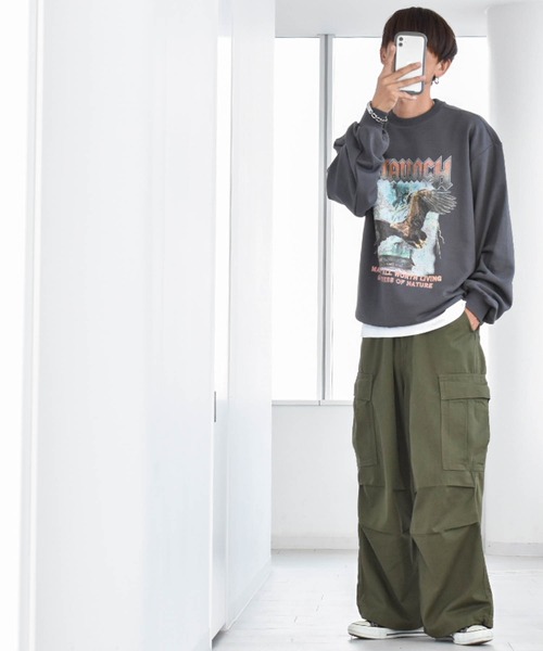トレーナー スウェット TC 裏毛 クルーNプリント(STAUNCH