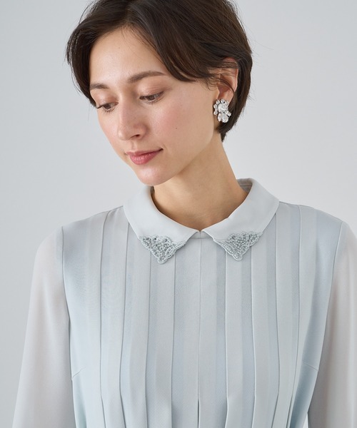 【未使用品】アナイ シアードビービジューカラーワンピース 2024 ブルー S ANAYI（アナイ） ワンピース シアードビービジューカラー ワンピース