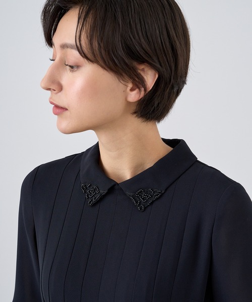 新品　ANAYI ビジュー付ワンピース　ブラック　38 新品 ANAYI ビジュー付ワンピース ブラック 38 ANAYI（アナイ） 7分袖