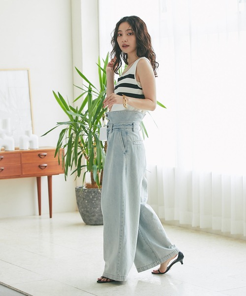 La boutique BonBon ハイウエストバギーデニムパンツ