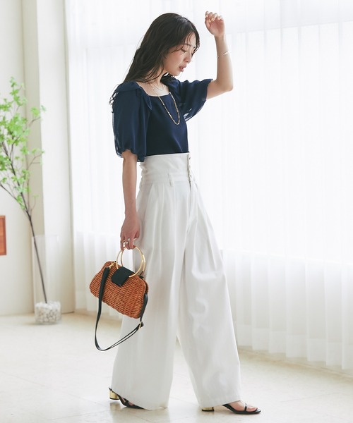 La boutique BonBon ハイウェストバギージーンズ La boutique Bonbon ジーンズ デニム デニムパンツ 「3サイズ