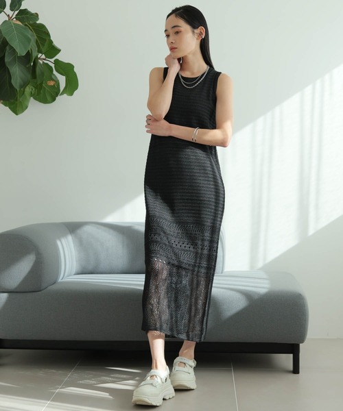 レディメイド（LADYMADE）/クロシェニットストレートワンピース LADYMADE（レディメイド） ワンピース クロシェニットストレート
