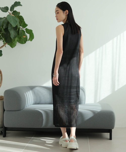 LADYMADE ワンピース クロシェニットストレートワンピース