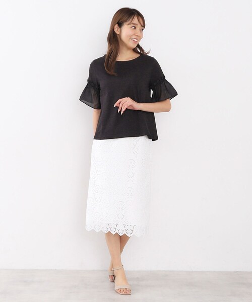 index tシャツ ドッキングフレアトップス「洗濯機洗い可/接触冷