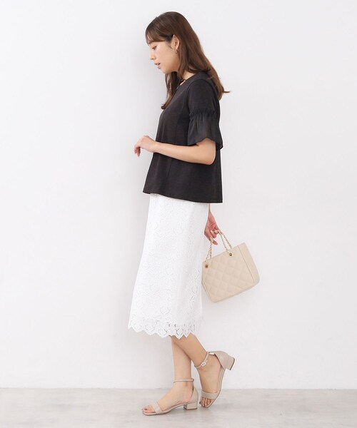 index tシャツ ドッキングフレアトップス「洗濯機洗い可/接触冷
