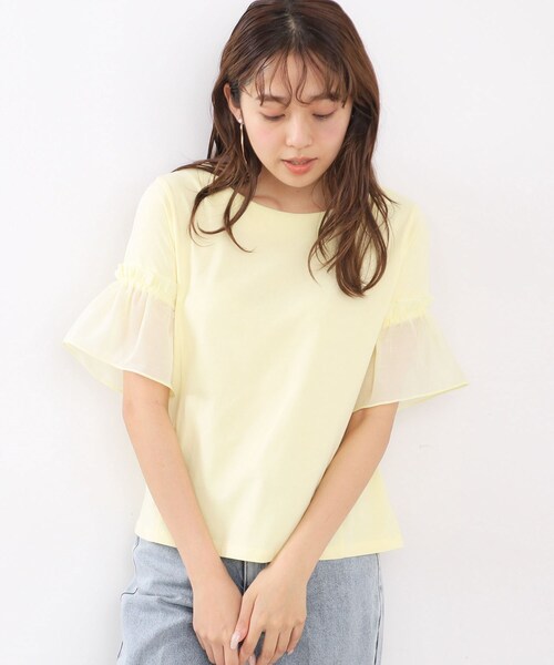 tシャツ ドッキング フレア Tシャツ レディース index tシャツ ドッキングフレアトップス「洗濯機洗い可/接触冷