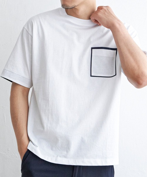 ikka（イッカ） tシャツ ストライプMIXポケットT メンズ : ZOZOTOWN