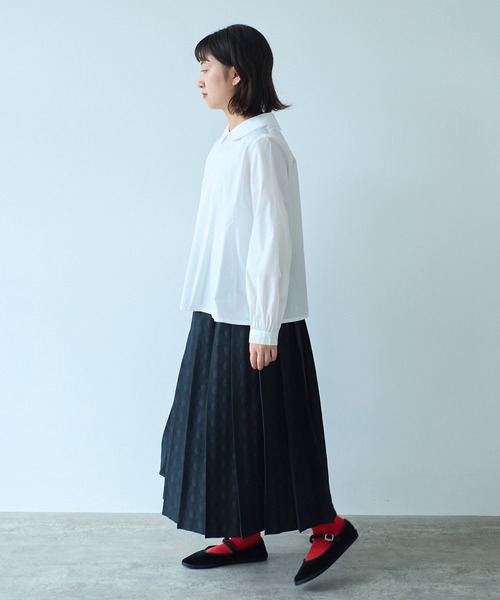 bulle de savon ブラウス シャツ 100/2ブロード 丸衿ブラウス bulle de savon ブラウス シャツ 100/2ブロード 丸衿ブラウス