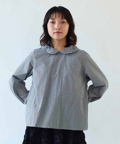 bulle de savon ブラウス シャツ 100/2ブロード 丸衿ブラウス bulle de savon ブラウス シャツ 100/2ブロード 丸衿ブラウス