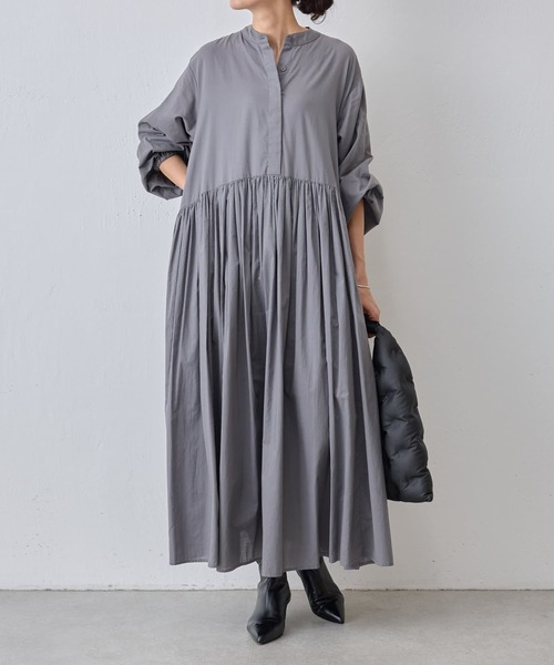 BEARDSLEY ビアズリーギャザーワンピースダークグレー1 M 長袖