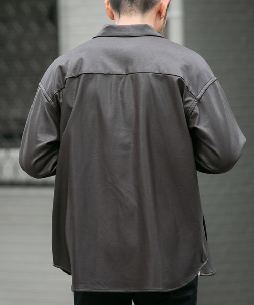 Fake Fabricサイドポケットシャツジャケット URBAN RESEARCH ROSSO MEN シャツ 「XLサイズあり」Fake Fabric