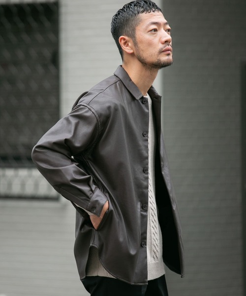 Fake Fabricサイドポケットシャツジャケット URBAN RESEARCH ROSSO MEN シャツ 「XLサイズあり」Fake Fabric