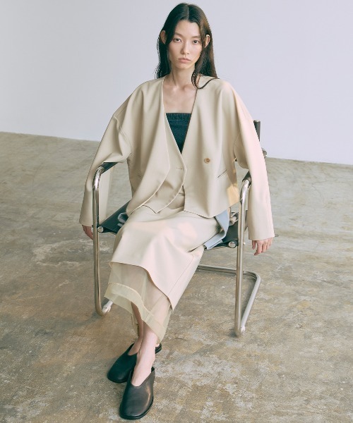 EN NEUME ジャケット ノーカラージャケット 「Set Up」Layered