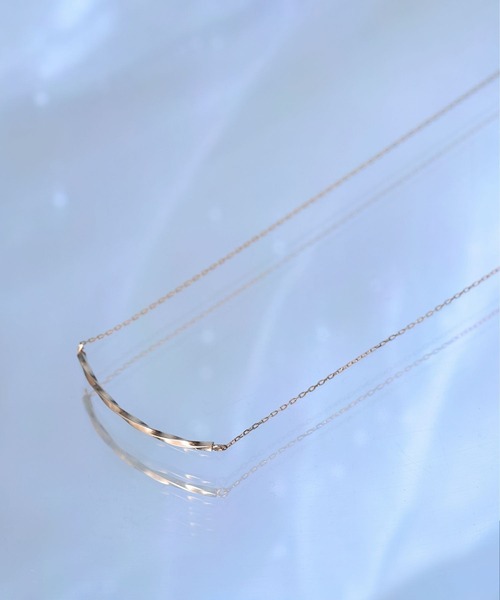 ネックレス 入学式 「K10」ツイストラインバーネックレス「全長約45cm(調節した時の長さ42cm)」「動画あり」 レディース メンズの画像