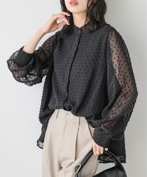 ブラウス シャツ シアードット ジャガードブラウス レディース | La-gemme