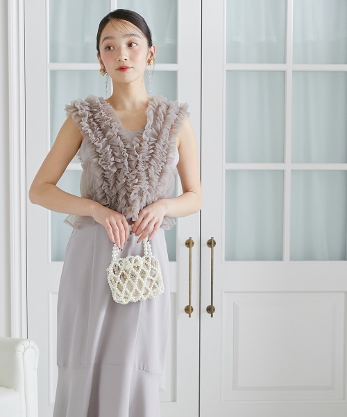 ベスト ジレ 「結婚式・パーティードレス」チュールフリルベスト レディース Jolie et ベスト ジレ 「結婚式・パーティードレス」チュール