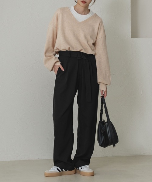 raffime ニット セーター Vネックメランジニット レディース