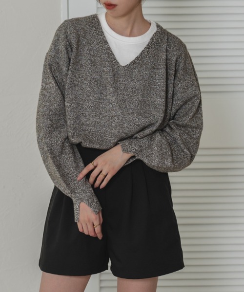 ニット セーター Vネックメランジニット レディース raffime ニット セーター Vネックメランジニット レディース