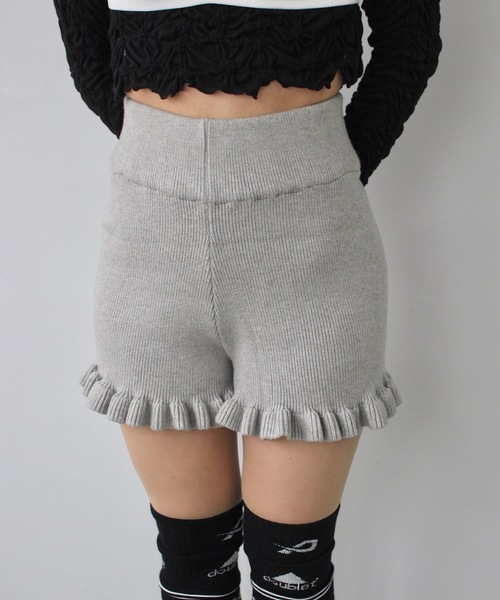 SANSeLF パンツ ヘムフリルニットショートパンツ「SANSeLF