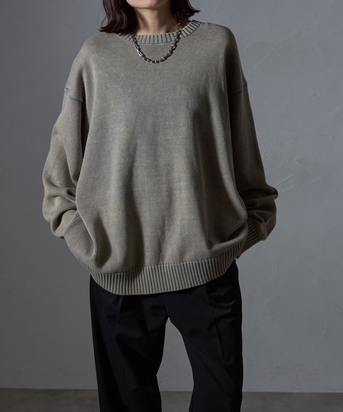 each alchemist ニット セーター ウオッシュ加工オーバーサイズライト