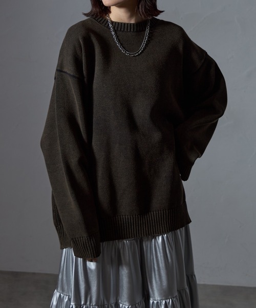 each alchemist ニット セーター ウオッシュ加工オーバーサイズライト