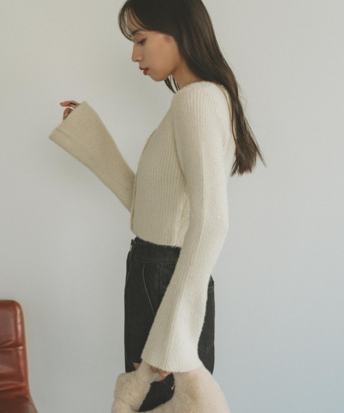 「VANNIE U」 ニットカーディガン FREE ネイビー レディース_画像2