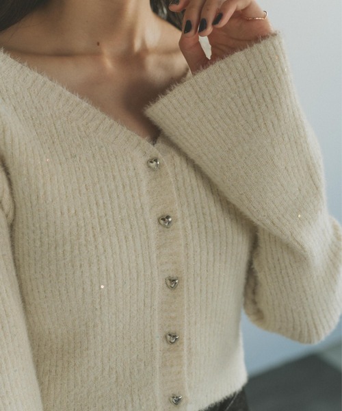 「VANNIE U」 ニットカーディガン FREE ネイビー レディース_画像4