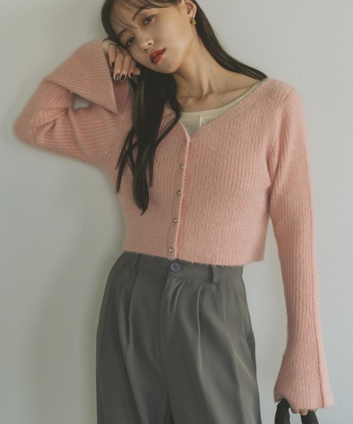 「VANNIE U」 ニットカーディガン FREE ネイビー レディース_画像6