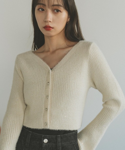 「VANNIE U」 ニットカーディガン FREE ネイビー レディース_画像8