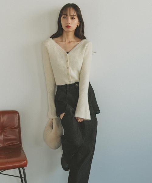 「VANNIE U」 ニットカーディガン FREE ネイビー レディース_画像9