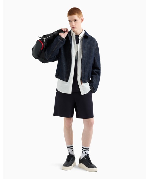 スウェットパンツ ジャージ 「A|X アルマーニ エクスチェンジ」ボンデッドストレッチ ハーフパンツ メンズの画像