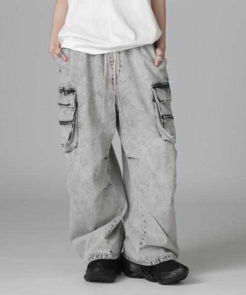 Danke Schon トライバルカモ カーゴパンツ グレー DankeSchon/ダンケシェーン/10oz KATURAGI W-CARGO PANTS（カーゴ