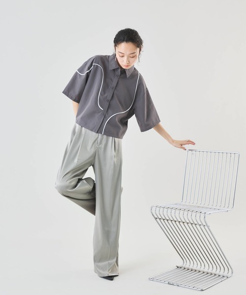 Muscat パンツ カラーサテンタックワイドパンツ レディース : ZOZOTOWN