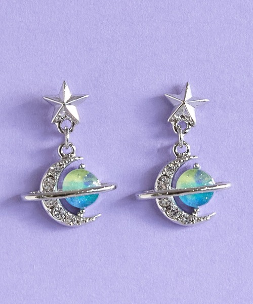 410Fl【高品質】月と星ピアス　GD　スター　ムーン　夜空　シンプル　大人女子 gargle ピアス ガーグル：宇宙シリーズ スタームーン 星 月