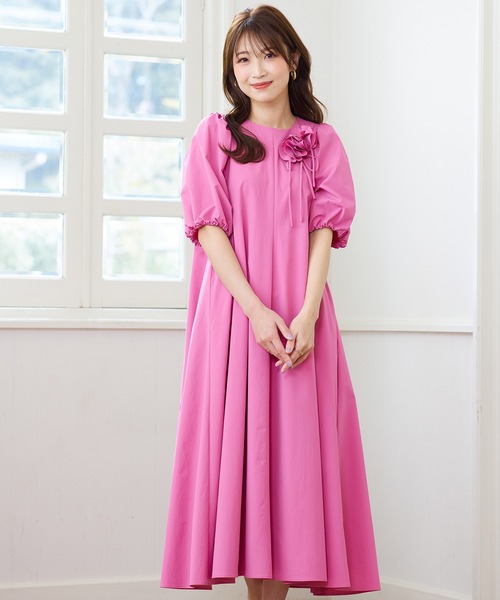 Rose Tiara 42 Ｌor ＬＬ ワンピース フレアスリーブ ドレス Rose Tiara（ローズティアラ） ワンピース ボリューム袖フレア