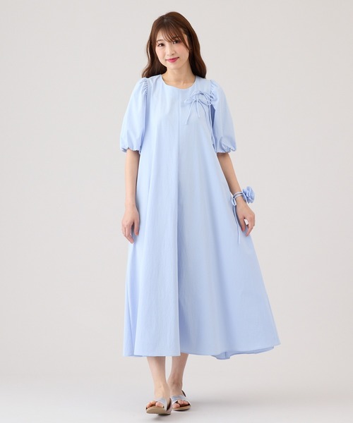 新品タグ付き★ローズティアラ★サイズ38ゆったり 定価25300円 Rose Tiara（ローズティアラ） ワンピース ボリューム袖フレア