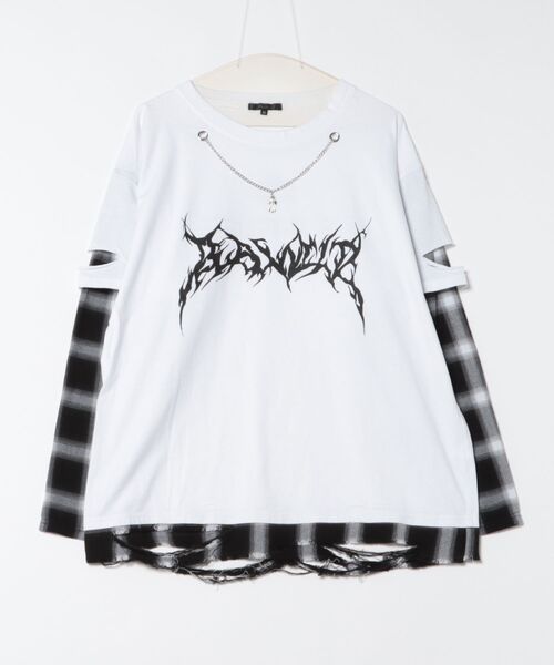 Revo. tシャツ 「チェーンネックレス付き」オンブレチェック