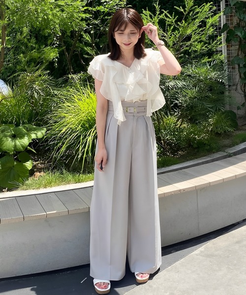新品・タグ付き！ un dix cors ベルト付きワイドパンツ 新品・タグ付き！ un dix cors ベルト付きワイドパンツ