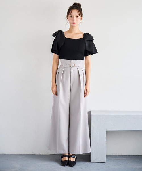 ロングパンツ プリーツ ベルト ハイウエスト 美ライン モード 楽天市場】【全品2BUY15%OFFクーポン】[低身長/高身長サイズ有