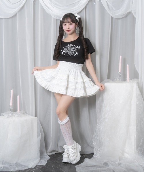 プリティ　リボンパールカットソー パールリボンモチーフTシャツ[dh1301] | レディースファッション通販の