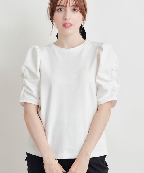 PICCIN（ピッチン） tシャツ 半袖 袖ギャザーカットソー レディース