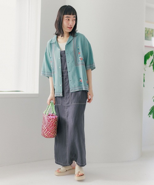 ANAYI フラワーエンブロイダリーブラウス 刺繍 シャツ 36 半袖