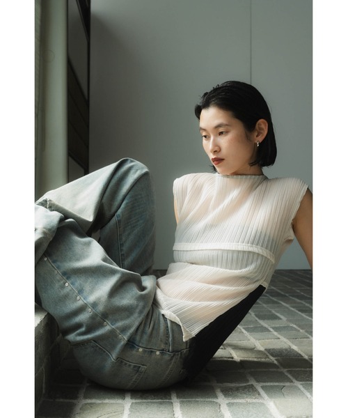 Knuth Marf(クヌースマーフ) tシャツ french sleeve ribbed tops Knuth Marf(クヌースマーフ) tシャツ french sleeve ribbed tops