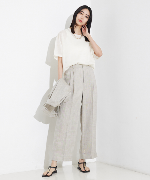 qualite パンツ 「セットアップ対応」ミックスカラーラミー