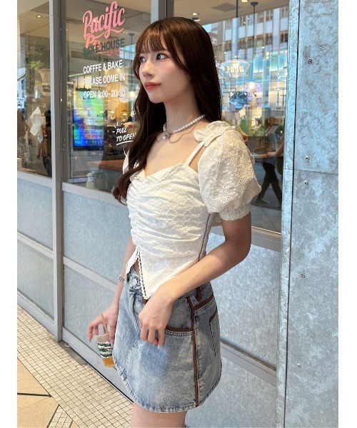 Darich（ダーリッチ） デニムスカート スウェードパイピングデニムミニ