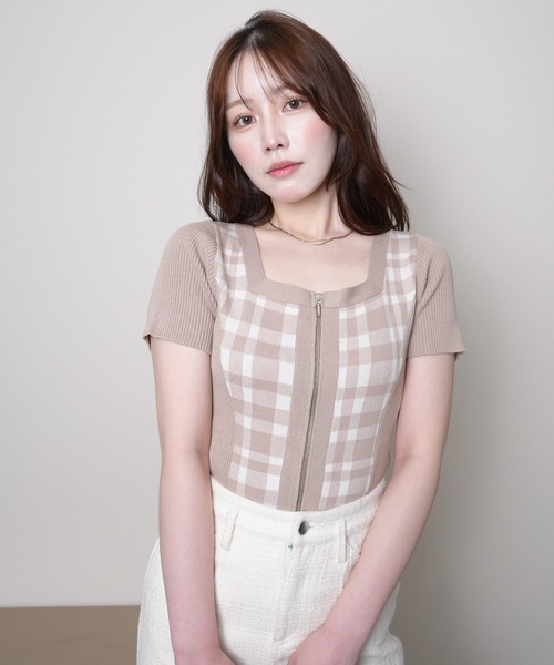 ジップチェックニット ジップチェックニット